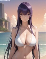1girls 2d ai_generated ass athletic athletic_female bare_shoulders beach belly big_breasts bikini cleavage curvy curvy_figure cute cute_face detailed eyelashes eyeshadow female female_only fit fit_female focus high_quality highschool_of_the_dead huge_breasts large_breasts legs light-skinned_female light_skin lips lipstick long_hair looking_at_viewer makeup mascara midriff nero100 outdoors pale-skinned_female pale_skin posing purple_hair saeko_busujima sagging_breasts seductive seductive_look stable_diffusion thighs thin_thighs