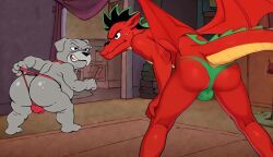 ai_assisted ai_generated american_dragon:_jake_long animated ass backsack balls ballsack bent_over bulge bulge_through_clothing canine dragon embarrassed embarrassed_underwear_male fu_dog_(character) furry gay green_underwear human humiliation jake_long male nervous nervous_male presenting presenting_ass presenting_hindquarters shiny_clothes shocked tagme thong thong_bikini thong_only transformation transformation_sequence underwear underwear_only undieboi22 video wedgie