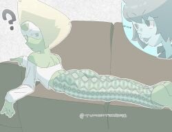 big_ass big_breasts big_butt big_thighs big_titties cartoon_network curvaceous curvaceous_female curvaceous_figure curvy curvy_figure curvy_hips female female_focus female_only grey_skin lapis_lazuli_(steven_universe) peridot_(steven_universe) short_hair shortstack steven_universe tumorterrors yellow_hair