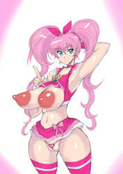 blush breasts cameltoe clothing cure_melody houjou_hibiki huge_breasts large_breasts magical_girl miyawoo nipples panties precure pretty_cure skirt smile stockings suite_precure thong