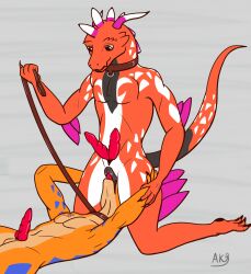 2_penises 41-4b_(astral_kobold) absurd_res ancient_pokemon anthro astral_kobold bodily_fluids clawed_hands collar collar_only cunnilingus cuntboy cuntboy_sans_balls d-ring diamond_(marking) diphallia diphallism dominant dominant_intersex dominant_maleherm dripping_pussy duo facesitting flat_colors frill_(anatomy) generation_9_pokemon genitals herm hermaphrodite hi_res holding_leash holding_object hybrid intersex intersex/male kobold koraidon leash legendary_pokemon male male_on_maleherm maleherm markings multi_genitalia multi_penis nintendo nude oral paradox_pokemon penis plantigrade pokemon pokemon_(species) pokemorph pussy scalie sex simple_background sitting_on_another submissive submissive_male vaginal_penetration