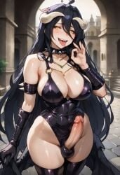 1futa ai_generated albedo_(overlord) balls big_breasts breasts dick dickgirl erect_penis futanari futaqueens horns long_hair looking_at_viewer overlord_(maruyama) penis seductive seductive_body seductive_look seductive_mouth seductive_pose solo succubus thighhighs thighs yellow_eyes