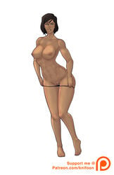 1girls abs avatar_legends barefoot black_hair blue_eyes breasts dark-skinned_female dark_skin feet female female_only hourglass_figure human knifoon korra large_breasts looking_at_viewer medium_breasts navel nipples panties panties_down panty_pull pussy short_hair smile smooth_skin solo standing the_avatar the_legend_of_korra tiptoes water_tribe