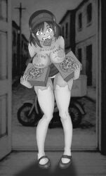 berfometh black_and_white breasts delivery_employee delivery_girl female ink pizza prostitute prostitution schoolgirl