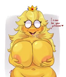 1girls absurd_res accessory anthro areolae ass beak big_breasts biped blonde_hair blush breasts crown curvy dialogue digital_media_(artwork) english_text eyewear female genderswap_(mtf) genitals glans hair headgear heart hi_res holding_breasts huff huge_breasts jewelry kamek koopa long_hair looking_at_viewer mario_(series) mtf_crossgender navel nintendo nipples non-mammal_nipples orange_glans penis princess_kamek princess_peach_(cosplay) rodd.y rule_63 scales scalie sharp_teeth simple_background smile solo super_mario_bros._(2023_film) teeth text thick_thighs voluptuous white_background wide_hips yellow_body yellow_scales