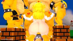 1girls 3d 4boys animated ass blonde_hair bowser bowser_jr. cock_ring face_fucking facefuck female interspecies koopa koopaling lemmy_koopa long_hair lovemilliesm male mario_(series) multiple_boys nintendo outdoors penis plumenjoyerse princess_peach roy_koopa sex sound sound_edit super_mario_bros. thrusting thrusting_into_mouth video