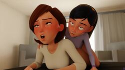 <1_second_video 3d animated blender female female/futanari futa_on_female futanari helen_parr high_resolution incest milf mother_and_daughter no_sound sex shim smooth_skin tagme teeth the_incredibles video violet_parr