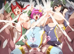 3boys 3girls ahe_gao ahegao big_breasts black_fur bloated_belly braided_hair braided_twintails breasts censored clenched_teeth cum cum_in_pussy cum_inside cumflation dominant_male drooling excessive_lactation female_focus femsub group group_sex hairless_pussy huge_breasts inflation lactation large_breasts leg_grab lineup long_hair maledom mosaic_censoring multiple_boys multiple_girls open_mouth orgy pandain pink_hair pussy rape red_hair rin_kaenbyou saliva satori_komeiji screaming shaved_pussy short_hair snot straight submissive_female taimanin_suit tears tongue tongue_out touhou twintails utsuho_reiuji vaginal