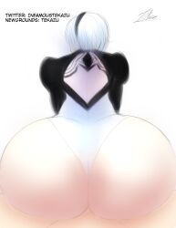 ass big_ass infamoustekazu nier:_automata plump self_upload sitting sitting_on_lap sitting_on_person straight white_hair yorha_2b