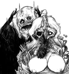 bare_breasts gas_mask monster original_character witchdoctordb