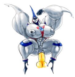 chastity_(disambiguation) dragmon elemental_hero_neos genitals hi_res male monster muscular neos nipples penis yu-gi-oh!