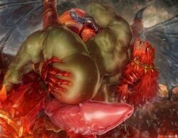 anthro ass ass_grab balls bara beard big_ass big_balls big_penis blush boner dragon_penis erection eyes_rolling_back facial_hair furry ganondorf ganondorf_(hyrule_warriors) gay gerudo green_skin huge_cock hyrule_warriors imminent_anal imminent_sex male male_only muscles muscular musk nude penis red_hair rokudenashi sweaty tears the_legend_of_zelda volga_(hyrule_warriors)