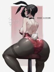 ada_wong aelion_draws arched_back asian asian_female ass ass_focus back backboob behind_view big_ass big_butt black_hair bunny_ears bunny_girl bunny_tail bunnysuit chinese choker collar dark_hair english_text erotic_costume fake_animal_ears fake_rabbit_ears fake_tail fat_ass flirting flirting_with_viewer huge_ass huge_butt large_ass large_butt lips looking_at_viewer looking_back plump_lips resident_evil resident_evil_2 resident_evil_2_remake resident_evil_4 revealing_clothes sideboob sitting sitting_down slutty_outfit sweat sweating sweaty tagme text thick thick_ass thick_lips thick_thighs thighs