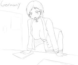 1girls countryhumans countryhumans_girl europa_universalis female female_only germany_(countryhumans) line_art sexcellency simple_background sketch white_background