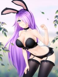 bunny_ears bunny_girl bunny_tail bunnygirl dirtykuro foxykuro garter_belt garter_belt_leggings garter_straps gigamessy hair_covering_eye hair_covering_one_eye hair_over_eye hair_over_one_eye hair_over_one_eyes kuro_(foxykuro) long_hair long_purple_hair purple_eyes purple_hair purple_hair_female stockings