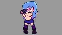 :3 animated axe_ltoots blue_hair friday_night_funkin friday_night_funkin_mod nude_female original_sky_(friday_night_funkin) sky_(friday_night_funkin) skyverse sprite