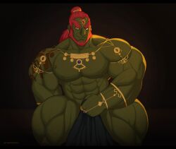 abs biceps ganondorf ganondorf_(tears_of_the_kingdom) green_skin huge_muscles male male_only muscle muscles muscular muscular_arms muscular_back muscular_legs muscular_male muscular_thighs nintendo nipples pecs solo tears_of_the_kingdom the_legend_of_zelda thedarkdjin veins