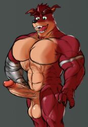 abs activision anthro balls claws crash_(series) crunch_bandicoot cybernetics cyborg erection fur genitals glass0milk machine male male_focus male_only muscular nude penis sharp_teeth solo solo_male teeth