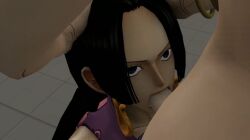 3d black_hair blowjob boa_hancock deepthroat fellatio female futa_on_female futanari irrumatio nami one_piece post-timeskip self_upload sfm source_filmmaker standing tigerchomeur