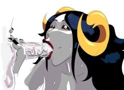 aradia_megido blowjob heart_eyes homestuck lipstick lysanthum sweat