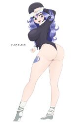 1girls anklehighs arched_back ass ass_focus bare_legs bare_thighs bent_over big_breasts blue_eyes blue_hair bottomless bubble_ass bubble_butt busty dat_ass fairy_tail fat_ass female female_focus female_only footwear genfleur0108 hat headwear hi_res high_resolution highres juvia_lockser large_breasts leotard light-skinned_female light_skin long_legs looking_back loose_socks open_mouth pale-skinned_female pale_skin pinup pose posing smile smiling socks solo solo_female solo_focus standing tattoo thick_thighs thigh_tattoo thighs tight_clothing voluptuous voluptuous_female wavy_hair white_background white_socks