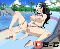 akuma_no_mi anal anal_insertion black_hair blonde_hair blush cleavage female female_only fingering fingering_ass fingering_pussy fingers ggc hana_hana_no_mi large_breasts long_hair milf multi_arm multi_limb nico_robin nipples one_piece open_mouth penetration post-timeskip pussy pussy_juice pussy_juice_drip pussy_juice_leaking solo_focus spread_legs sunglasses sunglasses_on_head thick_thighs thighs uncensored wet wet_pussy wide_hips