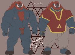 anthro bara barazoku beard chest_hair facial_hair fully_clothed furry ganon male male_only muscles muscular nude penis pig red_hair shadowmatamori solo solo_male suina sus_(pig) the_legend_of_zelda tusks