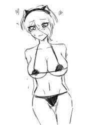 bikini_bottom bikini_top blush breasts cat_ears danganronpa danganronpa_v3 fbikini female_only large_breasts micro_bikini straight_hair toujou_kirumi