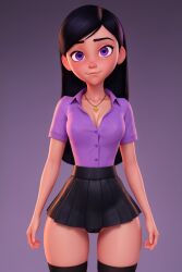 1girls ai_generated disney pin3d slim slim_waist small_ass small_breasts solo solo_focus stable_diffusion tagme the_incredibles violet_parr