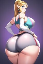 1girls ai_generated ass_focus blonde_hair blue_eyes blue_tank_top curvaceous curvy curvy_figure dolphin_shorts female female_only gigantic_ass gigantic_breasts huge_ass huge_breasts huge_hips looking_at_viewer nai_diffusion princess_zelda shiny_clothes shiny_hair shiny_skin solo stable_diffusion tank_top the_legend_of_zelda thick_thighs voluptuous wide_hips