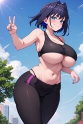 1girls ai_generated blue_eyes blue_hair curvy_body curvy_female curvy_figure female_focus female_only hi_res hololive hololive_english huge_breasts mogumachine ouro_kronii seductive_look solo_female solo_focus stable_diffusion underboob virtual_youtuber voluptuous voluptuous_female