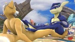 16:9 anthro duo feet foot_fetish foot_focus foot_play footjob fox_mccloud foxmccloud287 generation_6_pokemon greninja hi_res male male/male nintendo pokemon pokemon_(species) sex star_fox super_smash_bros. widescreen