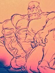 anthro balls bara barazoku beast_(x-men) big_balls big_penis boner erection furry hank_mccoy male male_only marvel marvel_comics monochrome muscles muscular nude penis solo solo_male spread_legs staticlustdemons wuffinarts x-men