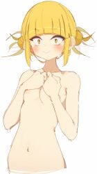 1girls blonde_hair embarrassed_nude_female himiko_toga my_hero_academia nipple_slip rasusurasu shounen_jump tagme