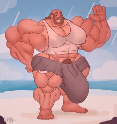 1boy abs bara beach biceps big_bulge big_muscles big_pecs big_penis bulge erection_under_clothes facial_hair feet flaccid gab_art gay greg_universe hyper hyper_balls hyper_genitalia hyper_penis hyper_testicles male male_focus male_only muscle muscles muscular muscular_arms muscular_ass muscular_back muscular_legs muscular_male muscular_thighs musk nipples nipples_visible_through_clothing pecs pubic_hair solo solo_male steven_universe sweat sweating sweaty thick_thighs veins veiny_penis