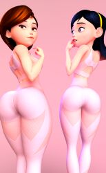 2girls 3d 3d_(artwork) ass ass_focus athletic athletic_female big_ass big_breasts black_hair bottom_heavy breasts brown_hair bubble_ass bubble_butt busty butt calves dark_hair daughter digital_media_(artwork) disney elastigirl eyebrows eyelashes eyes female female_only fit fit_female hair helen_parr heroine hips hourglass_figure huge_ass huge_breasts human large_ass large_breasts legs light-skinned_female light_skin lips long_hair looking_back milf mother mother_and_daughter petite pixar short_hair slim slim_waist straight_hair superheroine the_incredibles thick thick_hips thick_legs thick_thighs thighs top_heavy upper_body violet_parr voluptuous vtemp waist wide_hips yoga_pants