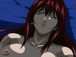 animated animated_gif bible_black bouncing_breasts dark_room darkness earrings female happy happy_sex in_bed milf red_hair screenshot takashiro_hiroko tearing_up tears_in_eyes