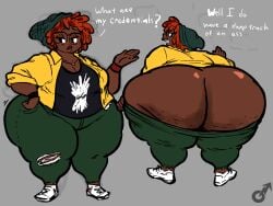 1girls 2023 african african_female april_o'neil april_o'neil_(tmnt_2023) ass bare_ass bbw big_ass big_breasts black_eyes bottom_heavy bracelet cellulite chubby chubby_female clothed clothing cute dark-skinned_female dark_skin dialogue dreadlocks dumptruck_ass fat female freckles front_and_back gammanaut glasses hat huge_ass jacket large_ass melanin obese obese_female orange_hair overweight overweight_female pants pants_down rear_view red_hair shortstack sneakers tagme teenage_mutant_ninja_turtles teenage_mutant_ninja_turtles:_mutant_mayhem text thick_thighs wide_hips