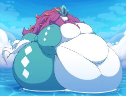 anthro belly big_belly big_breasts breasts fat female huge_belly huge_breasts hyper hyper_belly hyper_breasts hyper_thighs morbidly_obese nintendo noirbutt obese overweight pokemon tagme walking_wake water