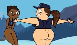 african_female edit female macarthur_(tdi) no_panties no_pants nude partially_nude sanders_(tdi) the_ridonculous_race total_drama_island