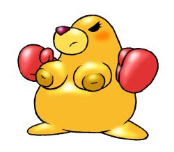 1girls 2015 big_breasts blush boxin_(kirby) boxing_gloves breasts female female_only feral furry furry_only gloves kirby_(series) kirby_and_the_amazing_mirror milktimeforme nintendo nipples red_boxing_gloves red_gloves solo solo_female source_request yellow_body