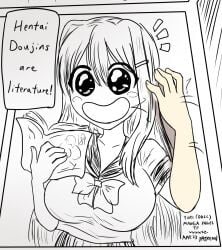 black_and_white doki_doki_literature_club flattened flattening reading_manga reading_pornography ridiculous transformation xxxx52 yuri_(doki_doki_literature_club)