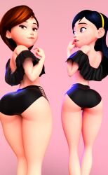 2girls 3d 3d_(artwork) ass athletic athletic_female big_ass big_breasts black_hair bottom_heavy breasts brown_hair bubble_ass bubble_butt busty dark_hair daughter digital_media_(artwork) disney elastigirl eyebrows eyelashes eyes female female_only fit fit_female hair helen_parr heroine hips hourglass_figure huge_ass huge_breasts human large_ass large_breasts legs light-skinned_female light_skin lips long_hair milf mother mother_and_daughter petite pixar short_hair slim slim_waist straight_hair superheroine the_incredibles thick thick_hips thick_legs thick_thighs thighs top_heavy upper_body violet_parr voluptuous vtemp waist wide_hips