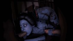 3d animated asian asian_female black_hair blowjob clothed clothed_sex clothing dbd dead_by_daylight female female_focus ghost_girl gif hair_ornament handjob interracial lore_accurate male sh4de117 shaded shadow small_nose spirit straight the_spirit_(dead_by_daylight) wraps