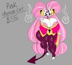 :3 anthro big_breasts breasts dedoggyskullz female one_eye_closed pink_hair thick_thighs twintails wide_hips wink