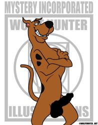 anthro cartoony censored_penis erection furry hanna-barbera male_nipples male_only male_pubic_hair masculine mature_male muscles muscular_male mystery_inc pecs scooby-doo scooby-doo_(character) scooby-doo_(series) smile smiling smooth_skinned_male solo veiny_penis white_background wolffhunter_art