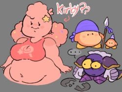 1girls 3boys bandana_waddle_dee big_breasts blush blush_lines chubby chubby_female eyelashes female kirby kirby_(series) large_breasts male meta_knight navel nintendo pink_hair pink_skin ponytails rule_63 sleepyslut slightly_chubby waddle_dee wide_hips