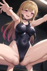 ai_generated blonde_hair cameltoe dyed_hair girl kitagawa_marin latex nipples_visible_through_clothing shiroppo sono_bisque_doll_wa_koi_wo_suru stable_diffusion swimsuit