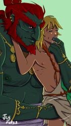 eroticjellyfish ganondorf gay green_skin link male/female tears_of_the_kingdom the_legend_of_zelda twink