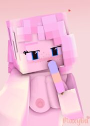 1girls 3d blue_eyes breasts erect_nipples female freckles horny human humanoid ice_cream licking_ice_cream looking_at_viewer maxyda mine-imator minecraft outside pink_hair solo solo_female tagme tongue_out zoey_(zoeyistoosmall)